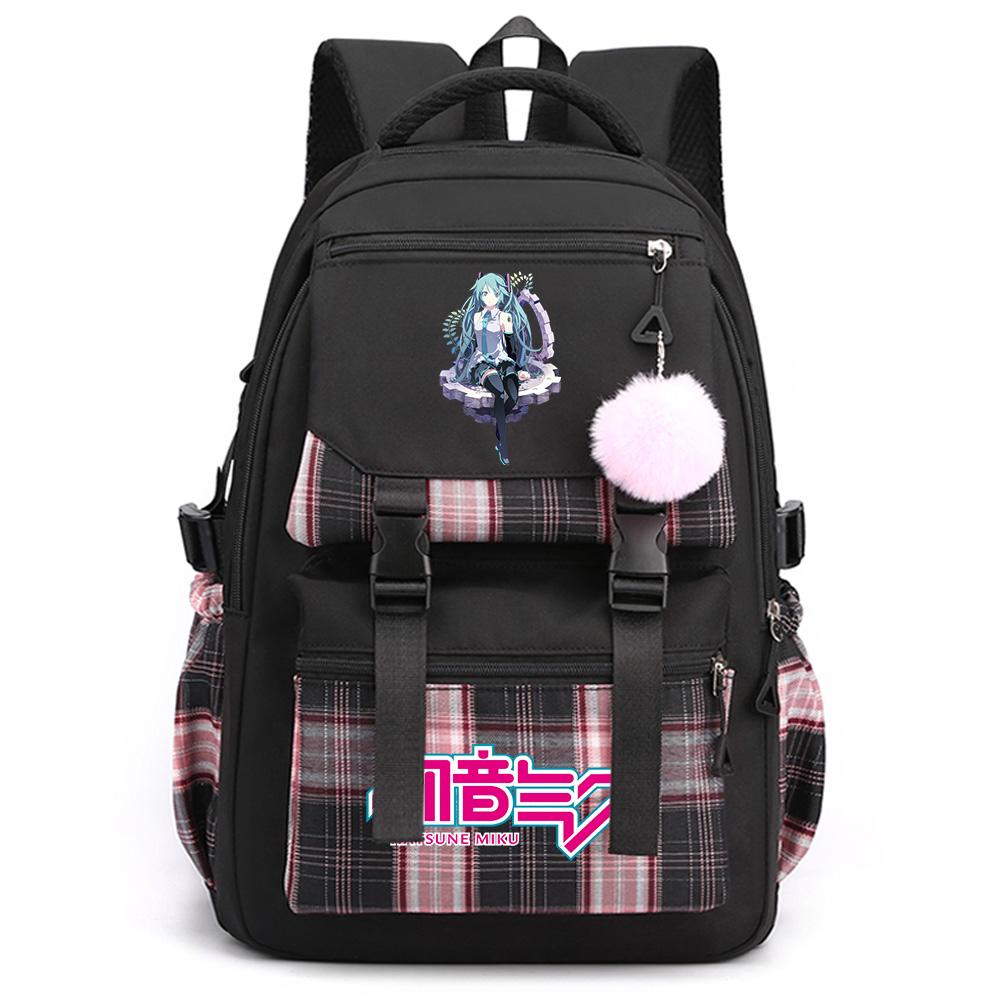 Cartoon Anime Hatsune Miku Printed Large Capacity Backpack for Teenger Student Bookbag Girl Boy Schoolbag Bookbag Women Waterproof Travel Bag