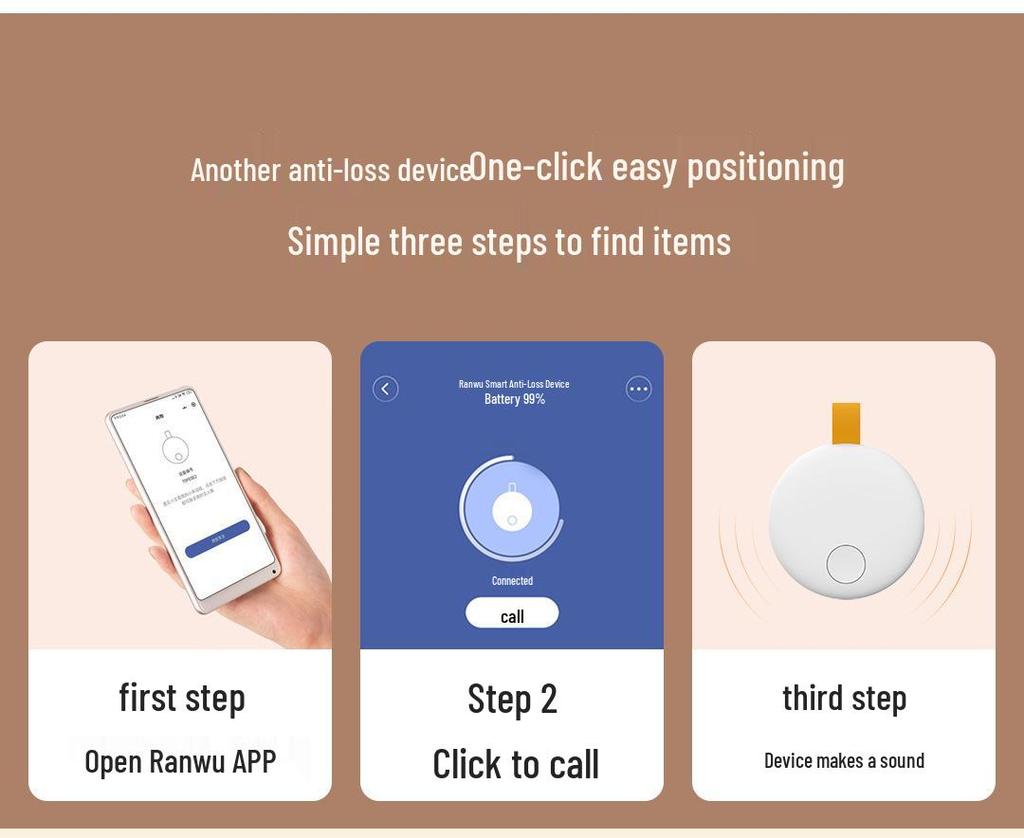 Ranwu Smart Keychain: Compact Phone & Key Locator, Anti-Loss Device, Item Tracker, Reminder