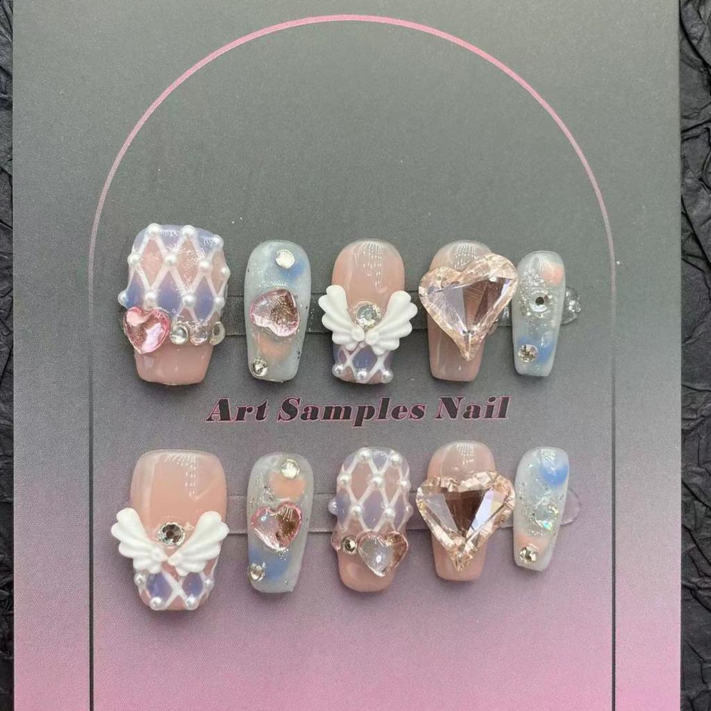 Angel Wings Glitter False Nail Tips 10PCS Per Bag Resin Material For Party Use