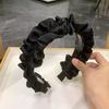 Korean Style Black Wide-Brimmed Satin Pleated Headband for Face Washing