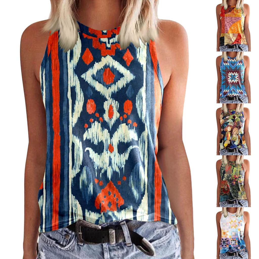 Women's Top Colorful Print Block  Top Stylish  Tank