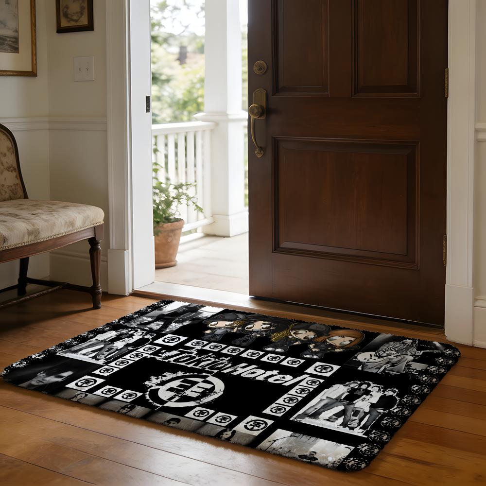 Tom KKaulitz TTokio HHotel Band Floor Mat Soft Flannel Absorbent Mat Non-Slip Rug Home Bedroom Bathroom