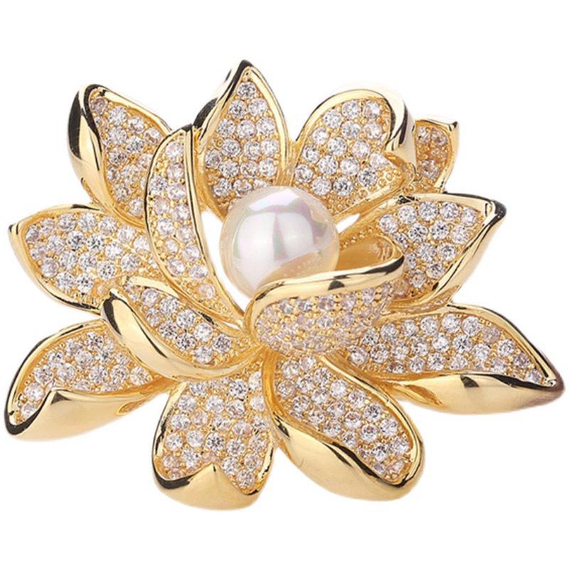 Matte Gold Pearl Wheat Ear Corsage Brooch for Women - High-End Versatile Pin with Anti-Exposure Design