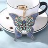 European & American Style Butterfly Keychain Pendant with Color Diamond Inlay