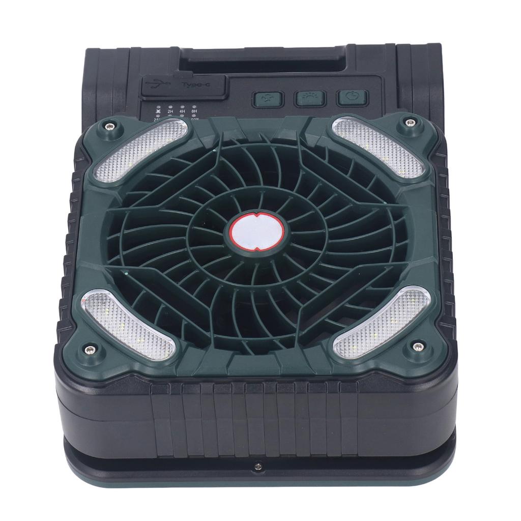 Solarlüfter mit LED-Licht USB-Aufladung 4 Geschwindigkeiten Tragbarer Kühlventilator Eingebauter 5200mAh