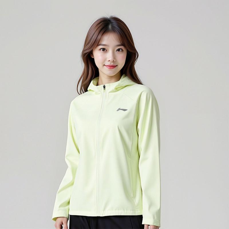 Li Ning Running Jacket Hooded Sports Windbreaker Women jackets Soft-Water-Green AFDV520-11