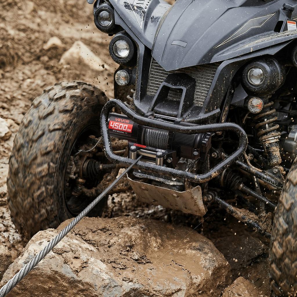 2041 kg Electric Winch, 12V DC ATV/UTV Winch with 6 mm x 12 m Steel Wire Rope, Wireless & Wired Remote Control, IP54 Waterproof, Roller Fairlead Mount