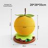 Big Orange Linen Cat Scratching Post with Fruit-Shaped Sisal Scratcher and Rotating Disc Cat Toy for Indoor Cats