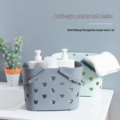 Handheld Heart-Shaped Plastic Laundry Basket for Student Dorms
