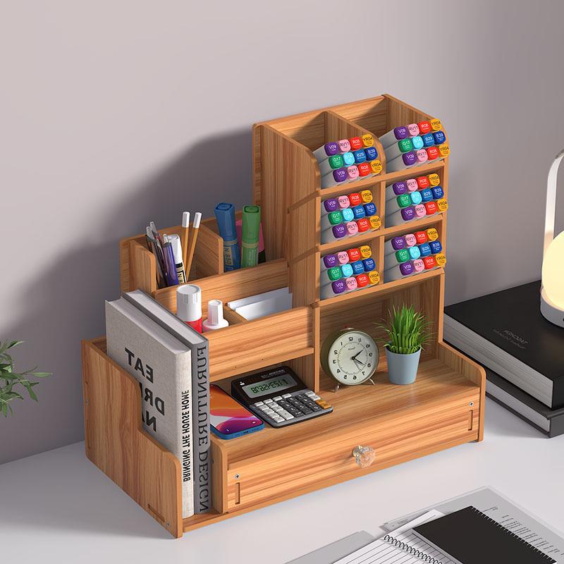 Nordischer Kreativer Holz-Stifthalter: Desktop-Organizer mit großer Kapazität und mehreren Fächern