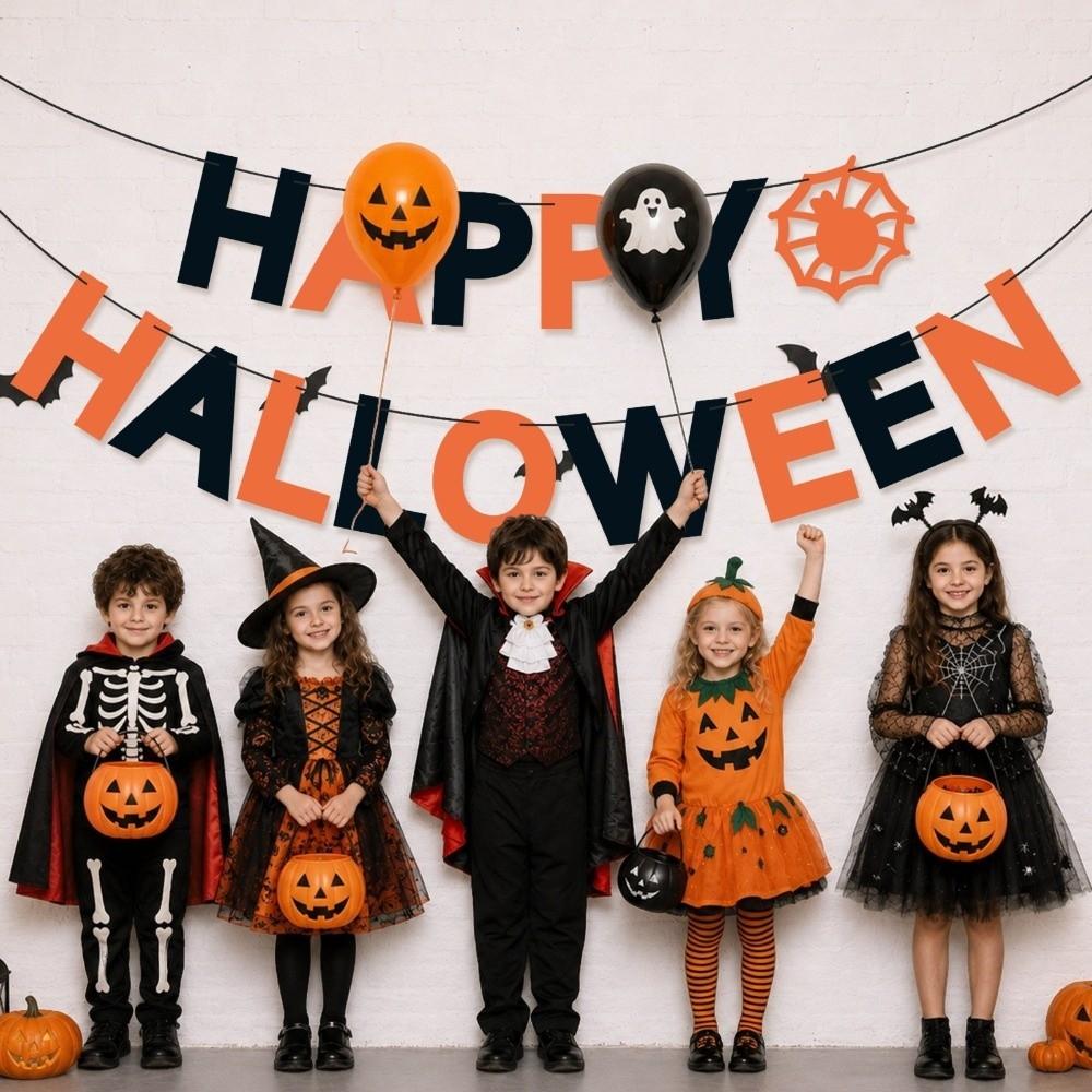Reusable Happy Halloween Banner Celebration Halloween Hanging Decorations Mischievous Party Decor