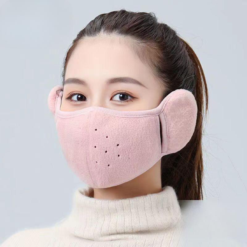 

Зимние теплые дышащие эластичные наушники-маски, защита от ветра и холода для езды на открытом воздухе, две в одной стереоскопические маски для мужчин и женщин розовый