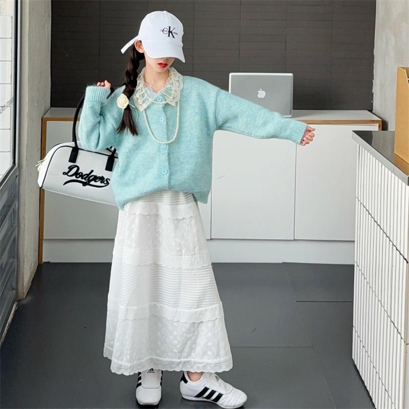 Herbst 2025 Mädchen Modischer Pullovermantel im koreanischen Stil - Stilvolles Outfit für große Kinder