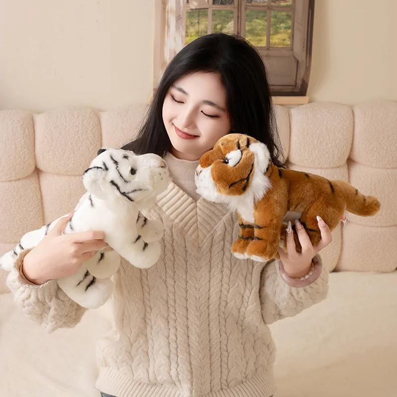 Plush Toy Tiger for Wildlife Fans Soft Standing Animal in Orange Black or White Black Stripe Variants Animal Admirer