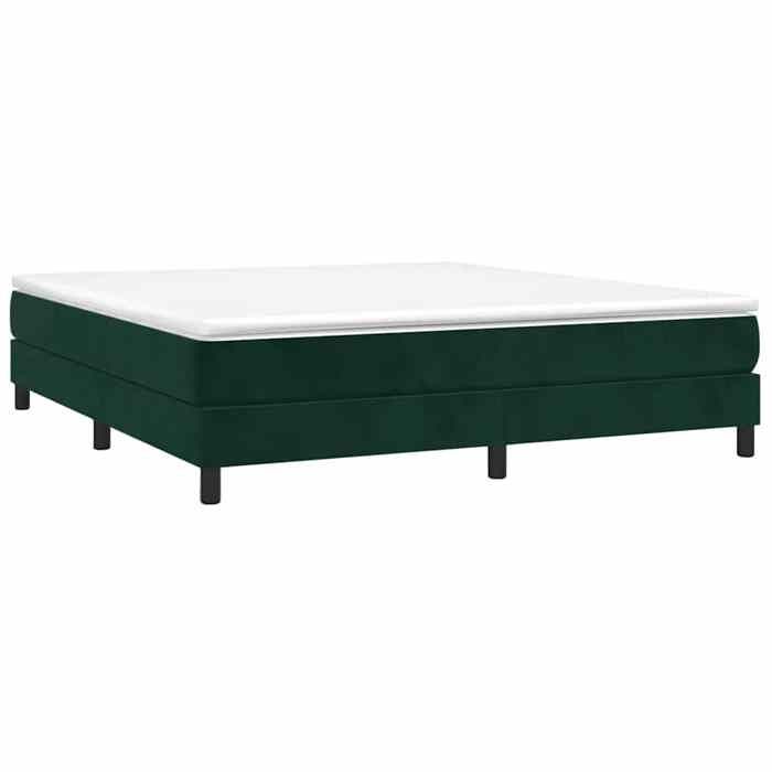 Exclusive House - Slatted Bed Base and Mattress Dark Green 180x200cm Velvet