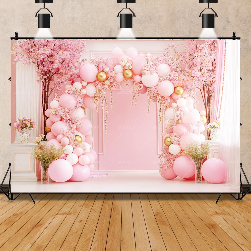 Floral Bow Wedding Scene Background Suitable for Wedding Photo Studio Shooting Background Birthday Party Baby Shower Decoration