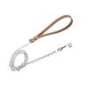 Metal Dog Leash Training Collar Rope   Strap with PU Handle (Brown)