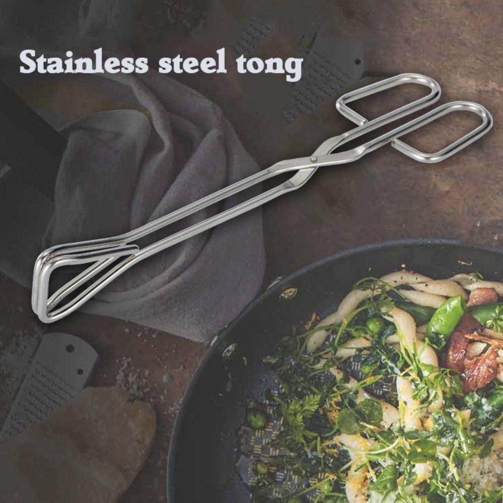 

Silver Food Tongs Stainless Steel BBQ Serving Tong Outdoor Gadget Sandwich Tongs