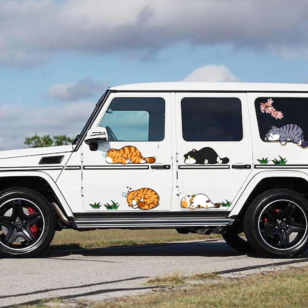 ZUKIDA Cute Cat Car Sticker Helmet Sticker Electric Bike DIY Decoration Window Bumper Door