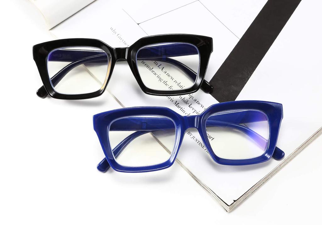 Reading Glasses Blue Light Cut Stylish Popular Retro Square Reading Glasses with Case B2479 [FEISEDY] Women's Men's
