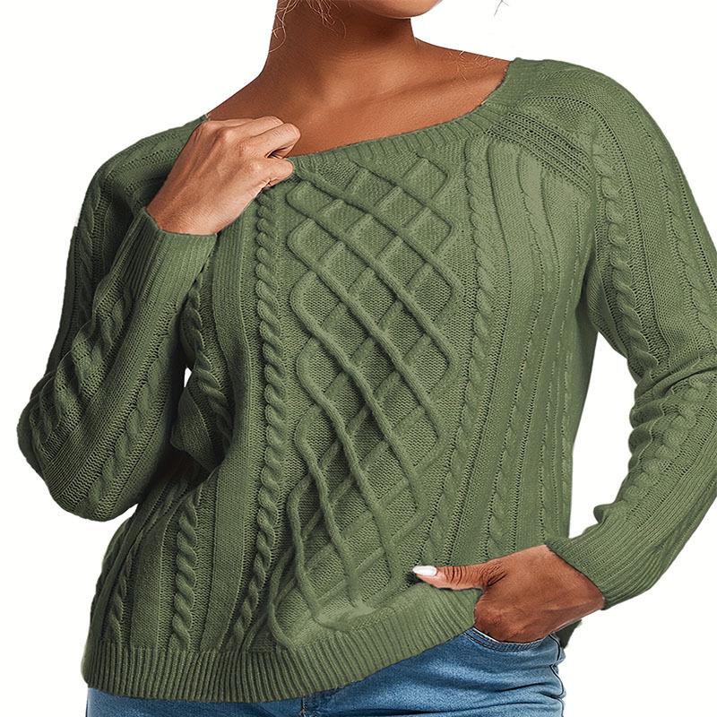 Autumn and Winter Women's Twist Knit Pullover Sweater