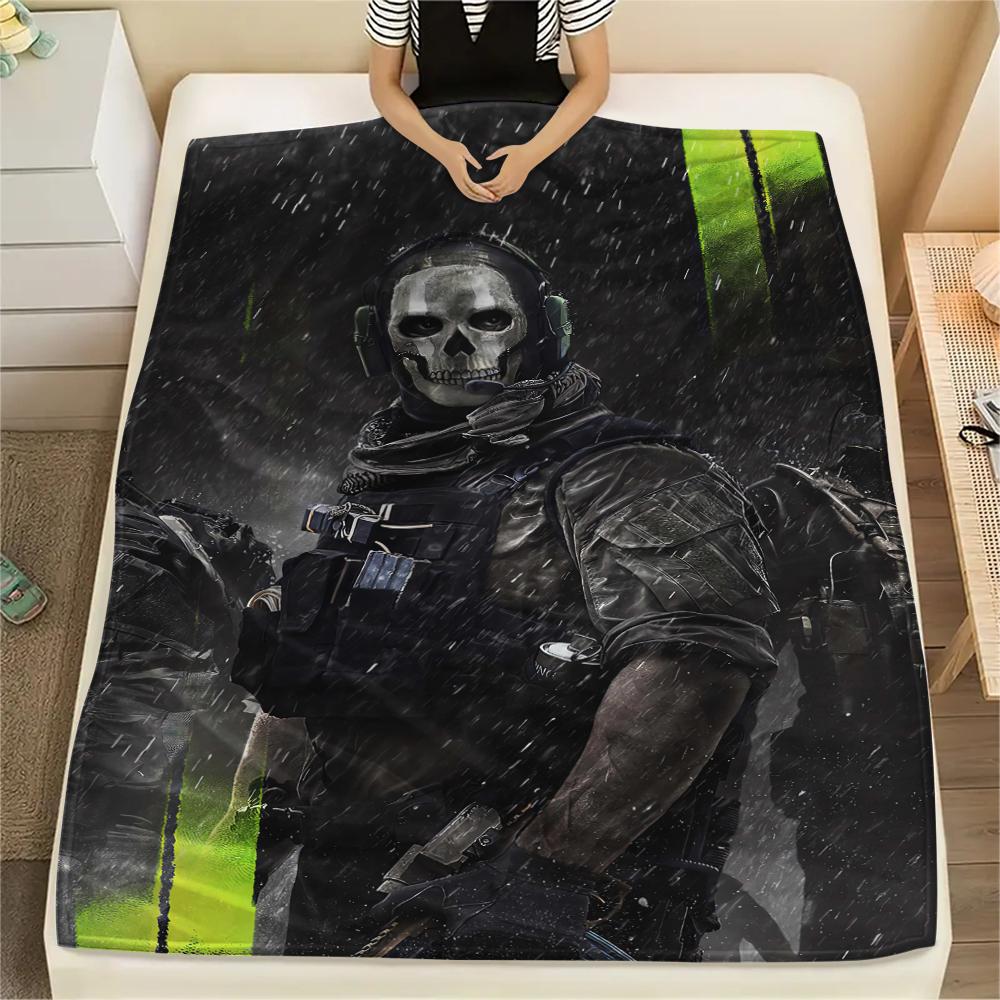 1Pc Call Duty Print Flannel Blanket, High Quality Comfortable for All Seasons, Home Decor, Warmth and Comfort, Perfect for Christmas Gifts