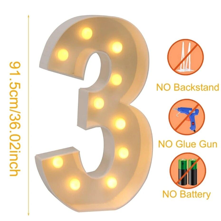 93CM Warm Light Giant Number 0-9 Frame Box Balloon Filling Box Wedding Chrismas Decoration 2025 Party Birthday Xmas Decor