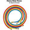 3 Pieces AC Manifold Gauge Hose Kit For R410A R22 R134A R404A, 1/4" Thread Automotive Air Condition Refrigerant R410A A/C Charging Hose With 5Ft