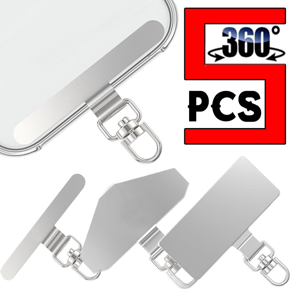 5-1pcs 360° New Stainless Steel Tab Phone Tether Portable Connecting Hanging Piece Lanyard Mobile Phone Case Clip Back Gaskets