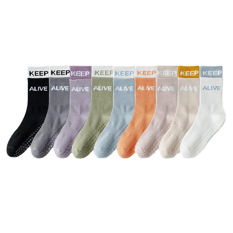 Female Summer Cotton Fitness Dance Pilates Yoga Non Slip Exercise Tube Floor Socks