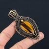 Tiger Eye Pendant, Handmade Gemstone 999 Copper Wire Wrapped Pendant Antique Jewelry, For Gift Silver Jewelry