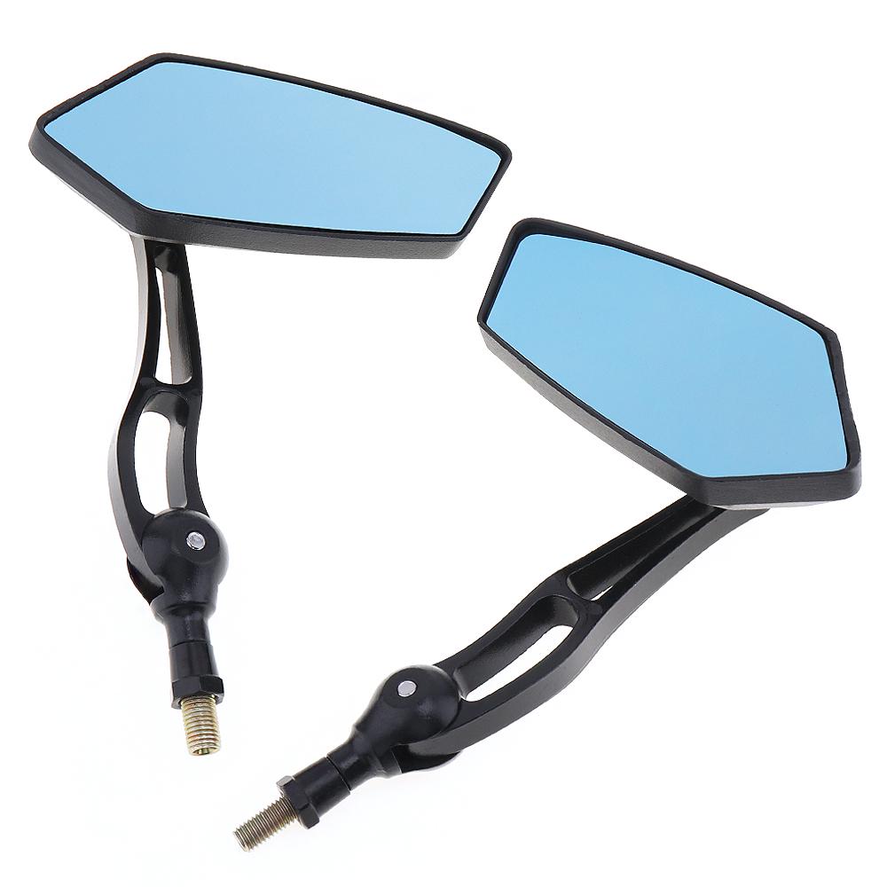 CNC-Aluminium Rückspiegel Für Motorrad – Universal 10/8mm, Blau Verspiegelt, Paart (schwarz)