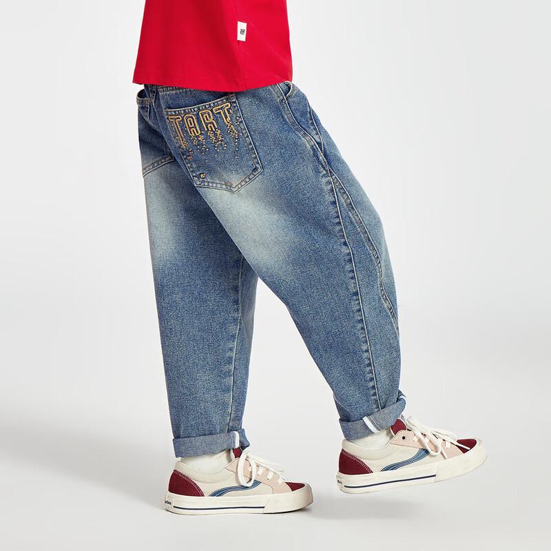 Boys' Tail Flame Letter Print Casual Denim Jeans