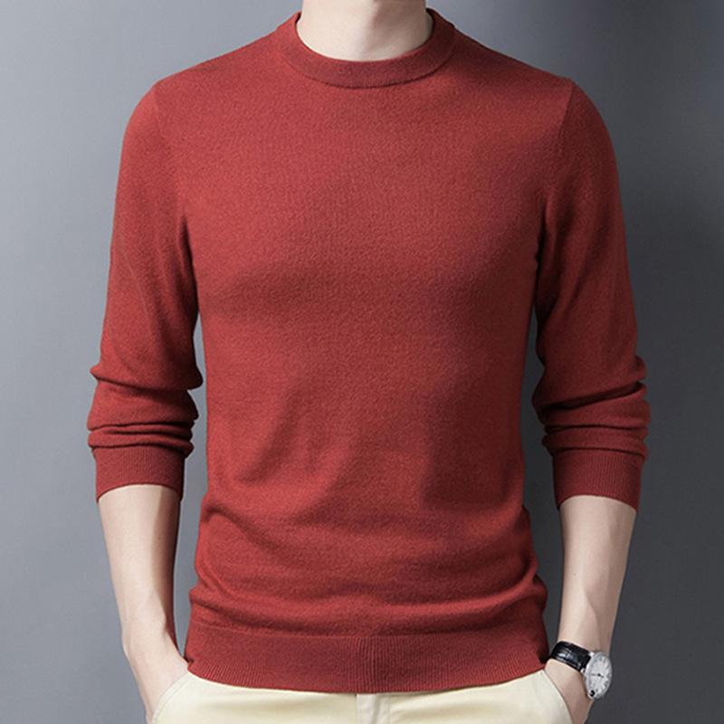 Spring and Autumn Men's Pure Wool Sweaters, Round Neck Bottoming Shirts, Business Casual Sweaters for Men