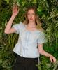 Baitalssain Embossed Ribbon Puff Blouse (Light Blue)