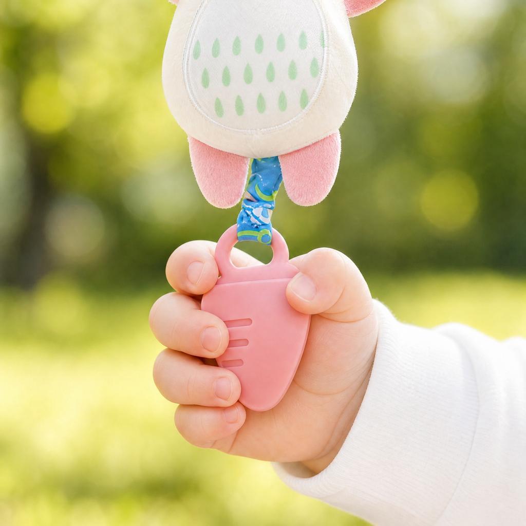 Baby Plush Hanging Toy with Rattle and Teether for Car Stroller
