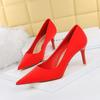 Fashion Spring Autumn Fashion Women Satin Grace Concise Stilettos Party Vintage Solid Color Dress Shoes Soft Female Footwear 18249-A2