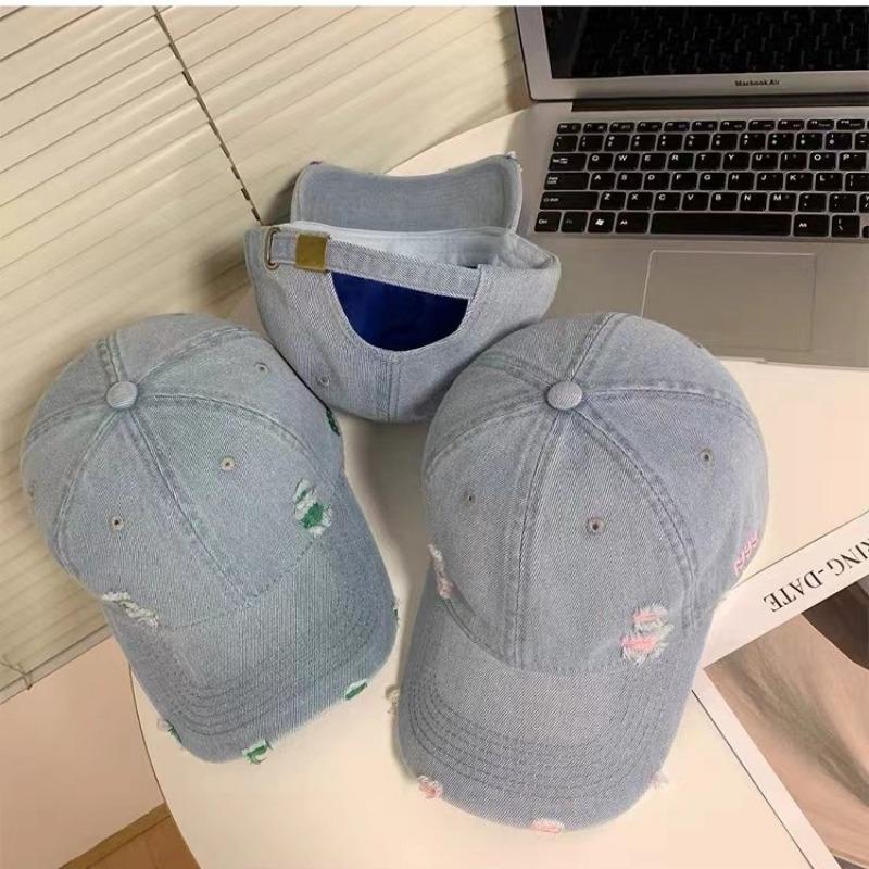 Retro Solid Color Denim Baseball Cap Children Big Head Circumference Showing Face Small Hip Hop Hole Shading Sun Protection Cap Men