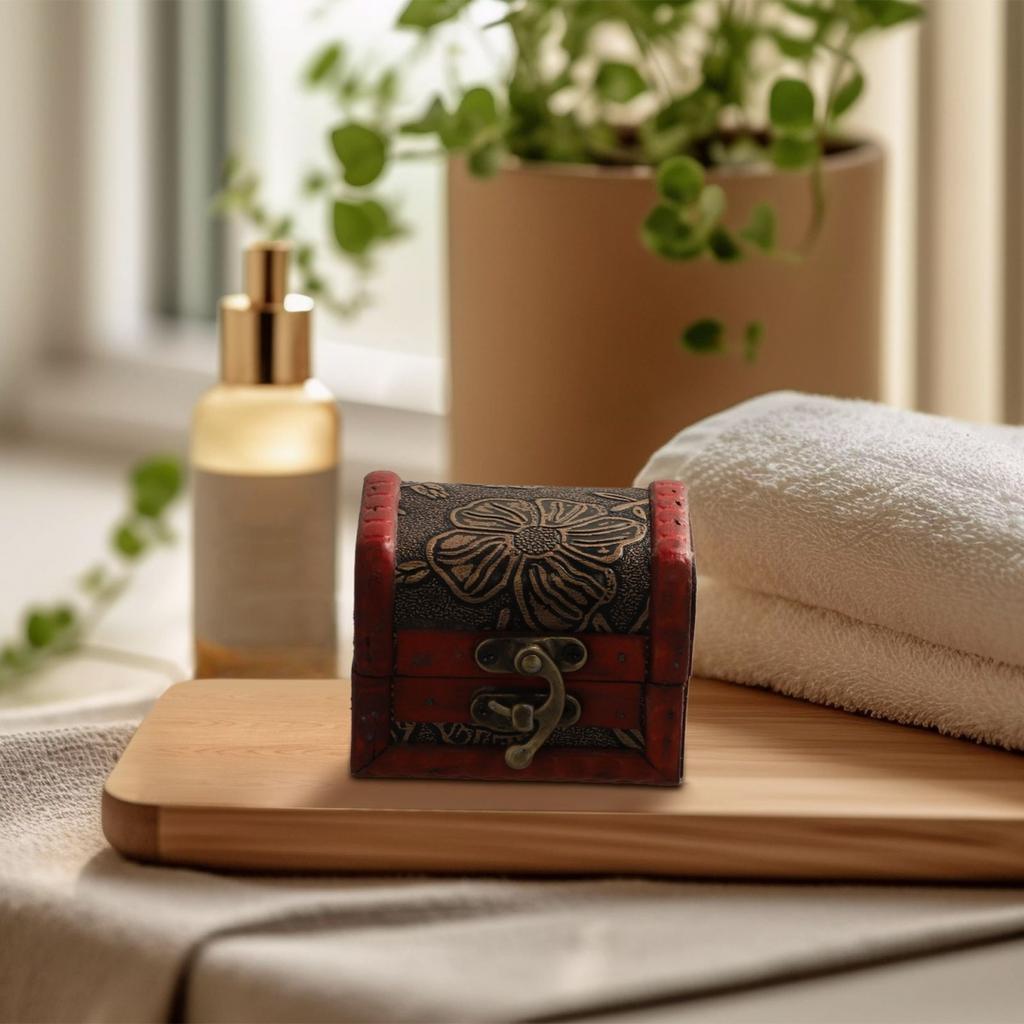 Vintage Wooden Jewelry Box Storage Organizer for Trinkets and Accessories