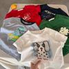 Boys Summer Short Sleeve Cotton T Shirt with Cartoon Print Stylish Casual Top for Toddlers