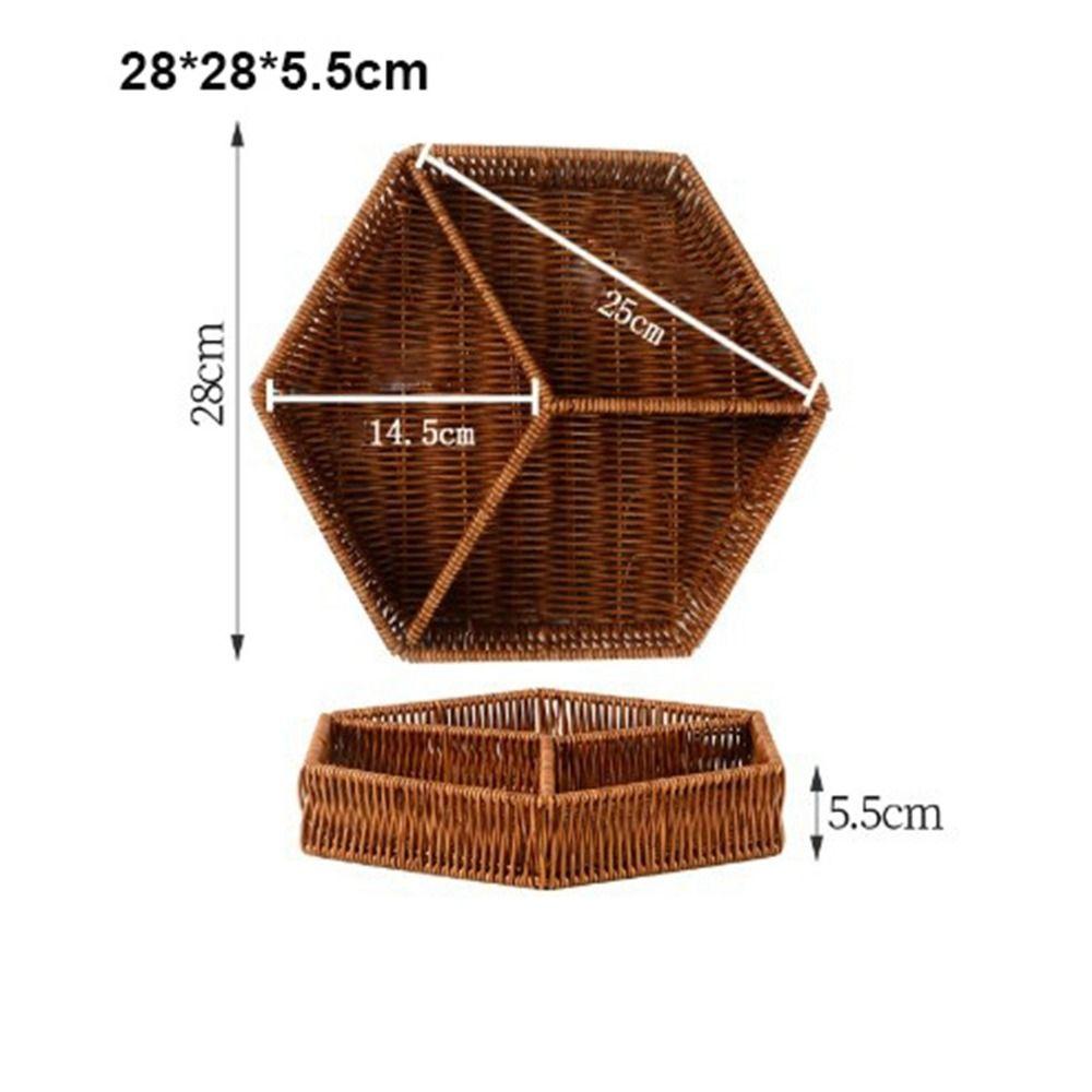 New Creative Imitation Vine Weaving Grid Basket Square Handmade Woven Rattan Snack Storage Tray 10 Styles Fruit Cake Platter