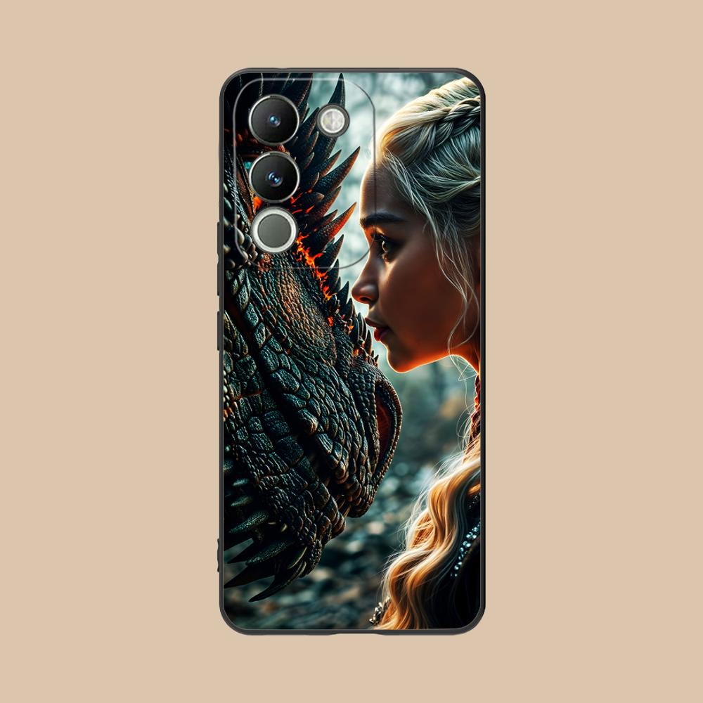 Dragon Queen Matte TPU Mobile Phone Case for VIVO Y77 76 75 74 73 72 58 56 55 51 50 38 36 Y19 Y18 Y03 Y01 5G Colorful Cover