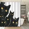 1pc Halloween Home Decor Abstract Art Cartoon Animal Black Cat Shower Curtain, 12 Hooks Shower Curtain, Bathroom Decoratio