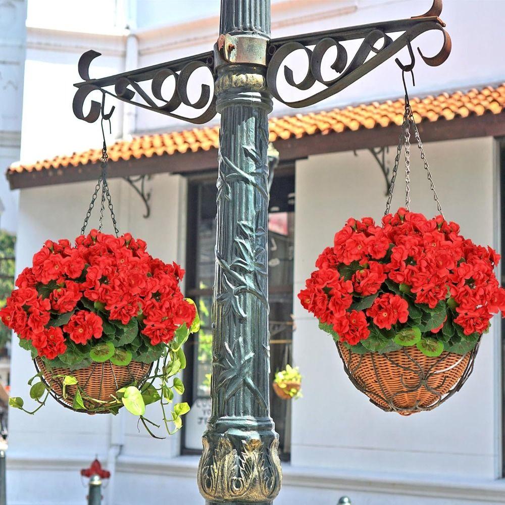 5-Head Design Artificial Geranium Flowers UV Resistant DIY Decoration Silk Geraniums Flower Simulated Flower