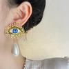 Luxury Imitation Pearl Eyes Of Demon Stud Earring Vintage Trendy Devil'S Eye Earrings Exaggerated Women Stud Earrings Lady/Girls