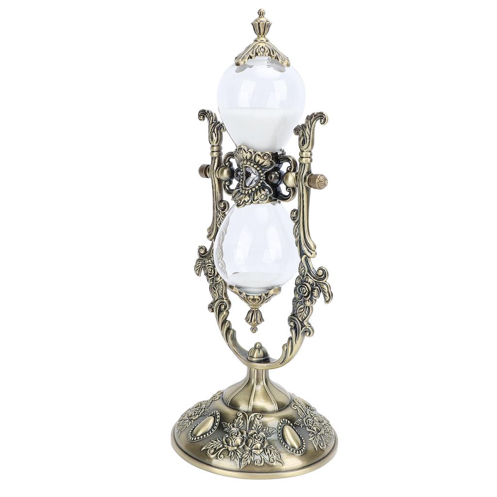 30 Minute Hourglass Antique Metal Sand Clock Vintage Engraved Sandglass Sand Timer for Home Salon Spa Meditation Desk Decor