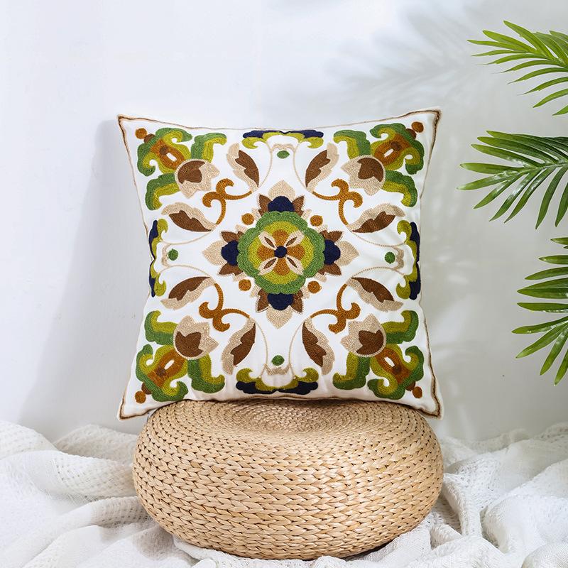 Ins Floral Embroidery Pillow Case Living Room Sofa Decoration Flower Bedroom Bedside Pillow
