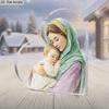 A Single Piece of Heart-Shaped Acrylic Plaque Designed for Christmas, Showcasing The Virgin Mary with The Baby Jesus, Perfect 