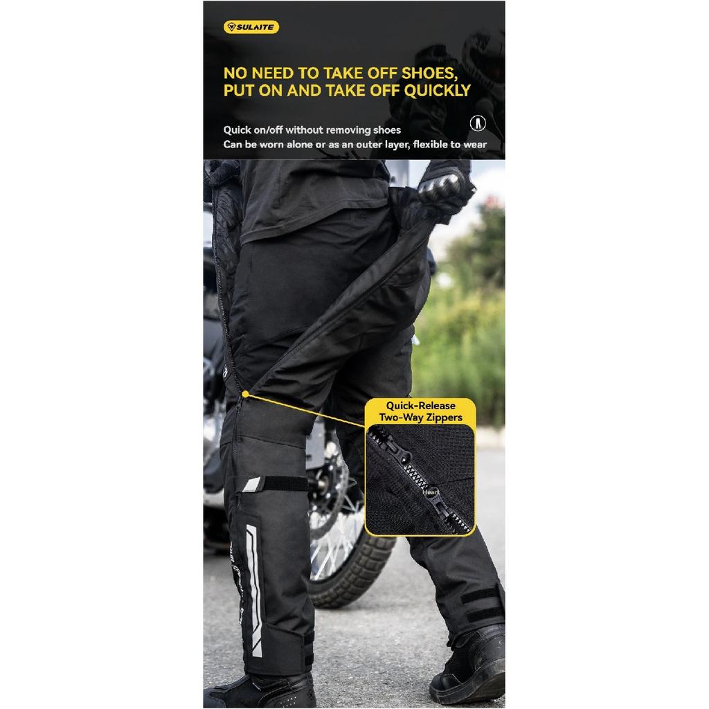 SULAITE Men's Motorcycle Pants Quick Release Winter Warm Quick Take Off Trousers Built in CE Protectors Water Repellent Pants