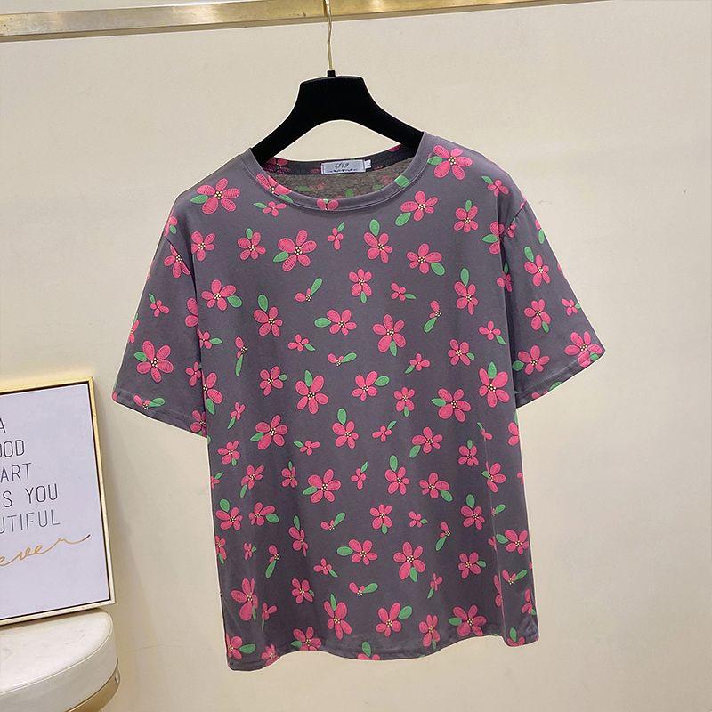 Short-sleeved T-shirt for Women 2025 Summer New Korean Version Loose Flesh Covering and Slimming Versatile Simple Colors